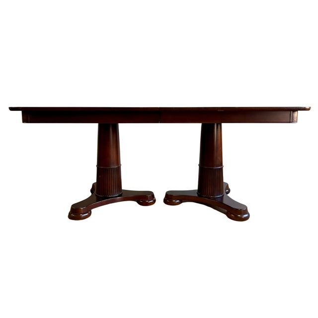 1970s Vintage Mahogany PedestalBase Extendable Dining Table Chairish