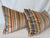 Custom pair of 14"x 22" pillows covered in a striped indoor/outdoor velvet fabric. These pillows are knife edged, have...