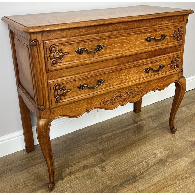 Vintage French Louis Style Oak Chest of 2 Drawers For Sale - Image 4 of 15