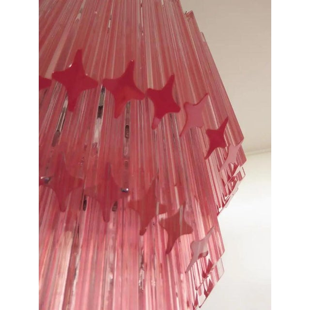 Pink TrMurano Chandeliers with 86 Crystal Pink Prism, Murano, 1990s, Set of 3 For Sale - Image 8 of 11