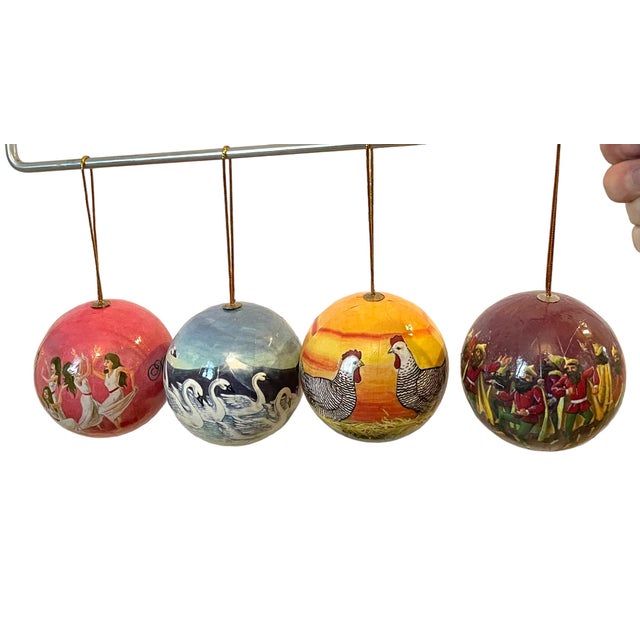 Vintage the Twelve Days of Christmas Decoupage Ornaments W/Box | Chairish