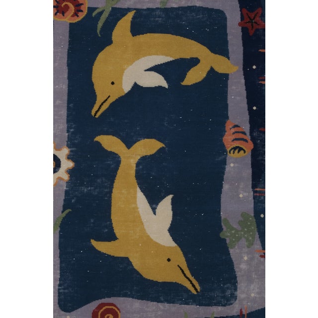 Handknotted Turkish Dolphin Pictorial Rug 3'11'' X 5'10'' For Sale In Philadelphia - Image 6 of 12