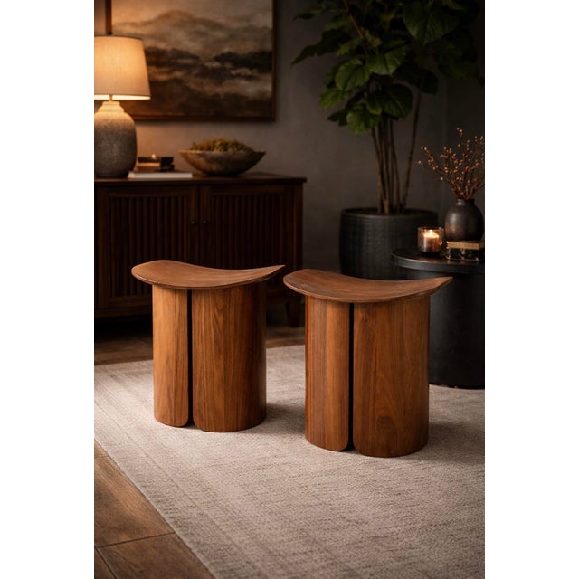 This sculptural pair of stools is attributed to the San stool, designed by Studio Klass for Ligne Roset, based on form,...