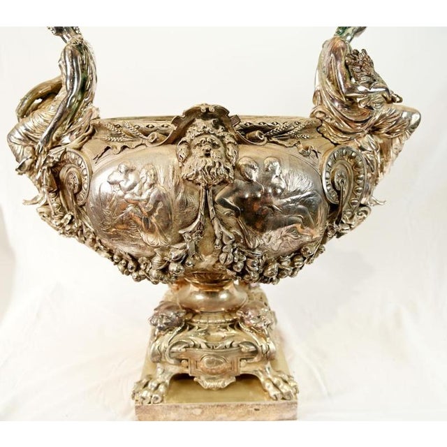 Napoleon III French Silvered Bronze Centrepiece Bowl For Sale - Image 3 of 11