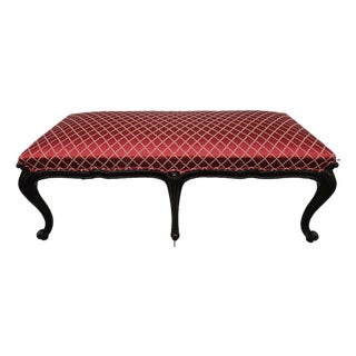 Red and Gold Upholstered Bench For Sale