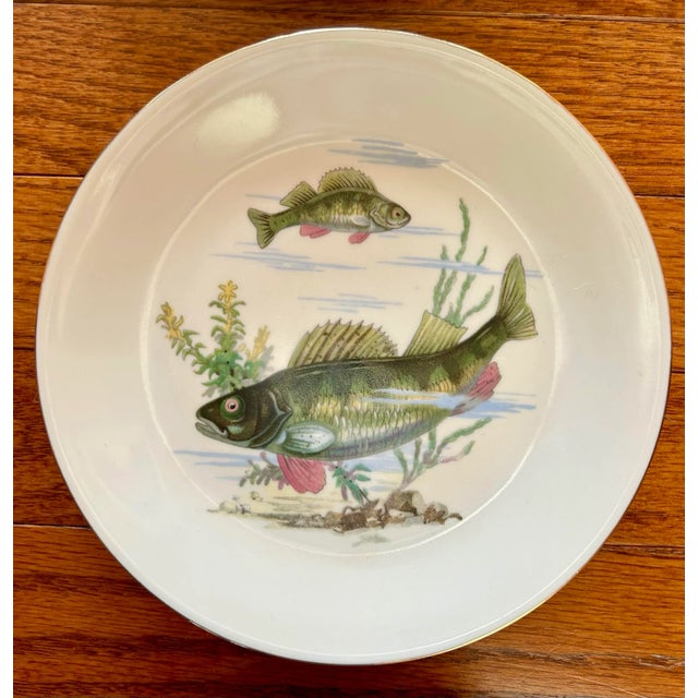 1990s Vintage Set of 6 Trout Fish Design Appetizer Plates ~ Barvaria For Sale - Image 5 of 11