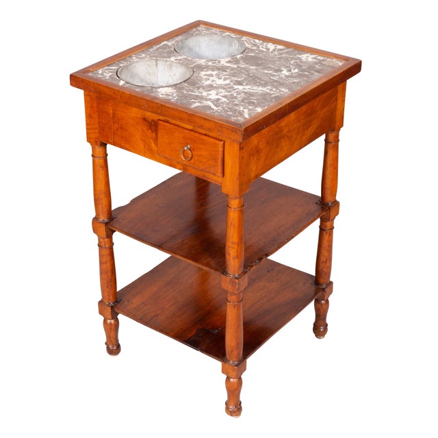Charles X Walnut and Marble Drinks Table or Rafraichissoire For Sale In Boston - Image 6 of 13