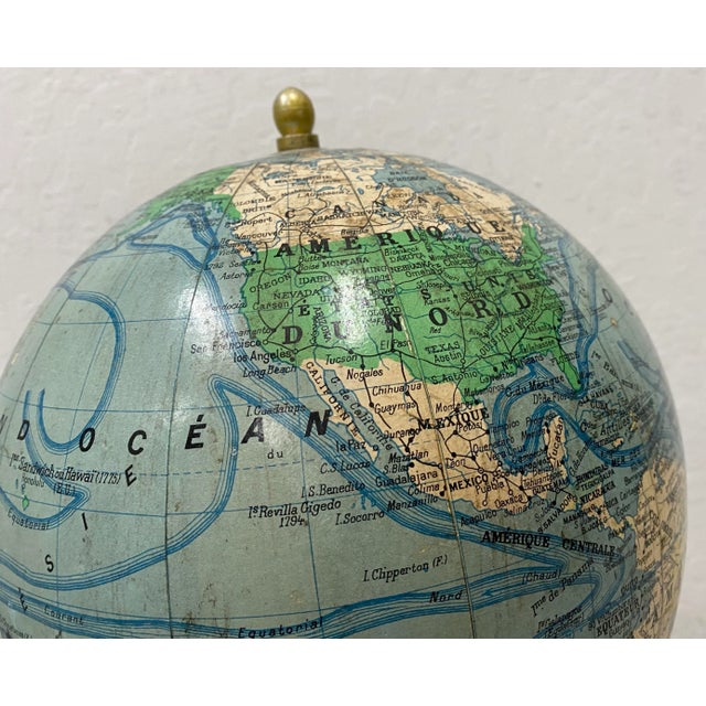Blue Vintage French Girard, Barrere & Thomas 10" Globe Terrestre C.1940s For Sale - Image 8 of 10