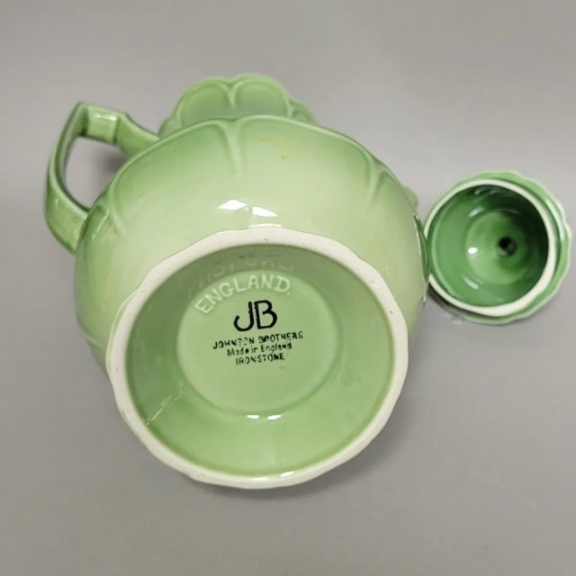 Mid 20th Century Vintage Johnson Brothers Jade Green Ironstone Coffee & Tea Service, 4-Piece Set, Mid-Century For Sale - Image 5 of 11