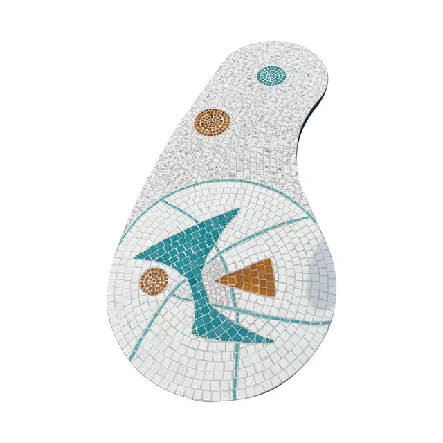 Vintage Mid Century Modern Kidney Shape Tile Top Coffee Table For Sale - Image 4 of 6