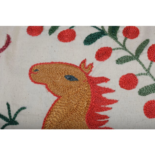 Suzani Horse Bedding Pillows Made From Tashkent Suzani For Sale In New York - Image 6 of 7