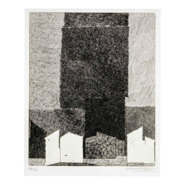 Neri Pozza, Ruins in Vicenza, Etching, 1964 For Sale