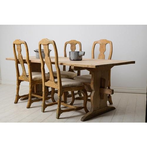 Rustic Large Swedish Rustic Country Trestle Dining Table For Sale - Image 3 of 17