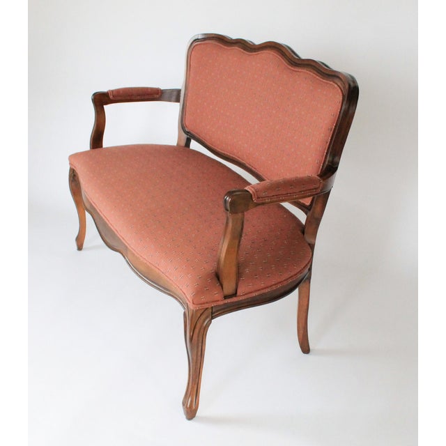French Vintage Upholstered Louis XV Style Settee For Sale - Image 3 of 13