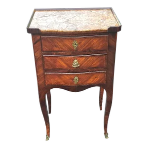 Late 18th Century French Louis XVI Marquetry Kingwood Inset Marble Top With Lock