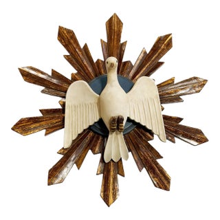 Vintage Large European Dove Sunburst Wall Decor 20"/Holy Spirit For Sale