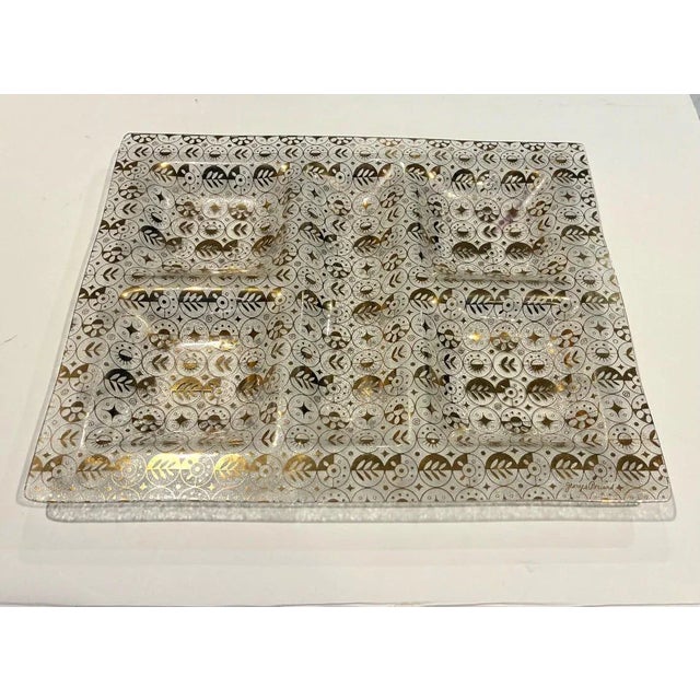 1960s Vintage XL Georges Briard Glass Serving Tray For Sale - Image 5 of 10