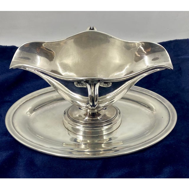 Late 19th Century Vintage Christofle Silver Sauce Boat With Saucer Late 19th Century For Sale - Image 5 of 11