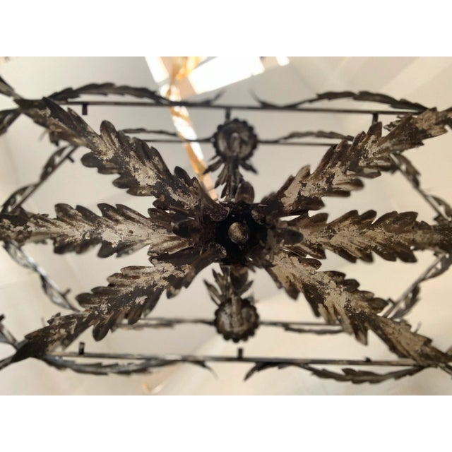 Florentine Art Silver + Argilla Metal Wrought Iron Chandelier Made in Italy For Sale - Image 11 of 12