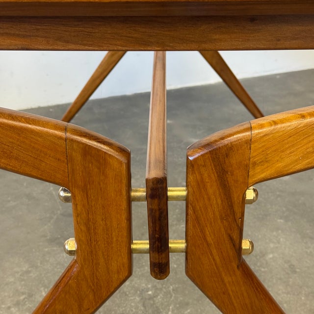Gold Teak and Glass Dining Table, 1950s For Sale - Image 8 of 12