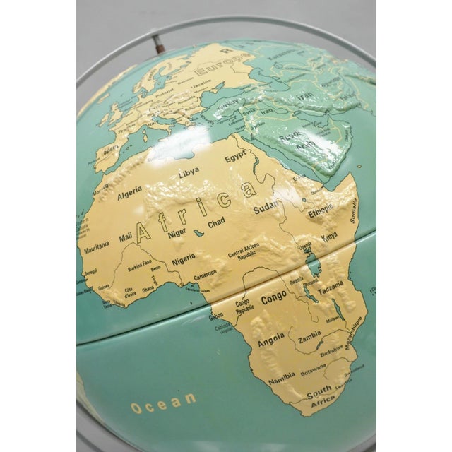 A.J. Nystrom Vintage Nystrom 16" Large Sculptural Relief Classroom Double Axis World Globe For Sale - Image 4 of 17
