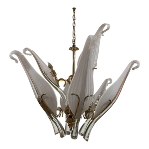 1970 Murano Glass Leaf Chandelier, Made in Italy