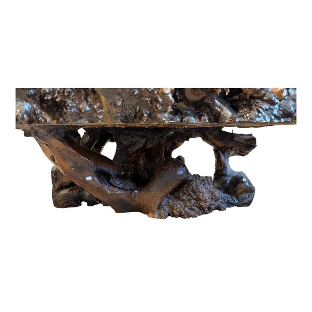 1970s Organic Burl Wood Live Edge Coffee Table With Sculptural Root Base For Sale In Philadelphia - Image 6 of 8