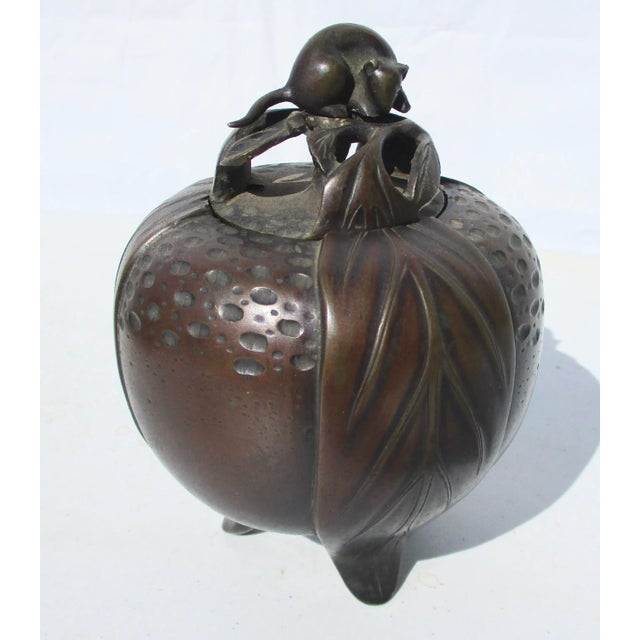 Metal Japanese Bronze Fruit Shaped Incense Burner For Sale - Image 7 of 7
