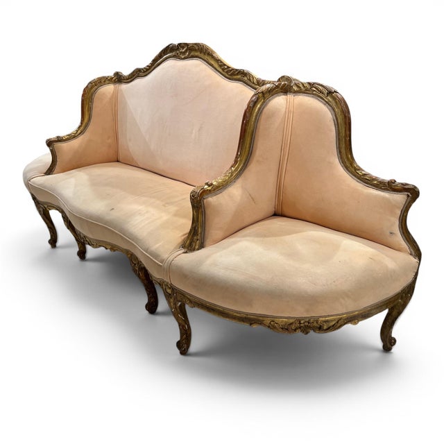 19th Century Swedish 3 Seat Giltwood Banquette For Sale - Image 4 of 8