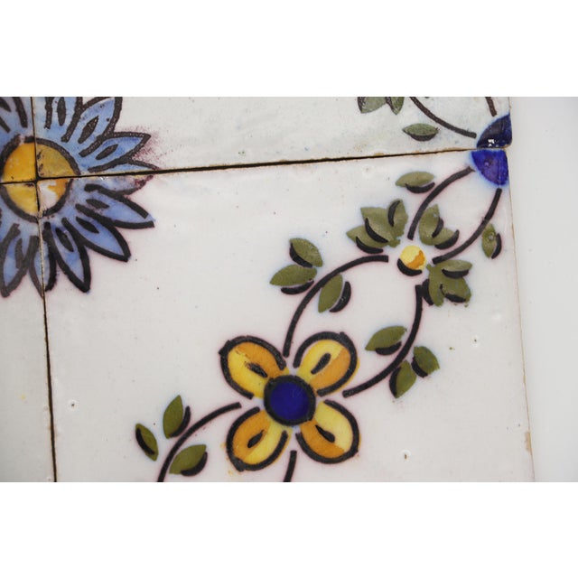 Baroque 19th Century Set of Four Floral Tiles, Portuguese Baroque For Sale - Image 3 of 14