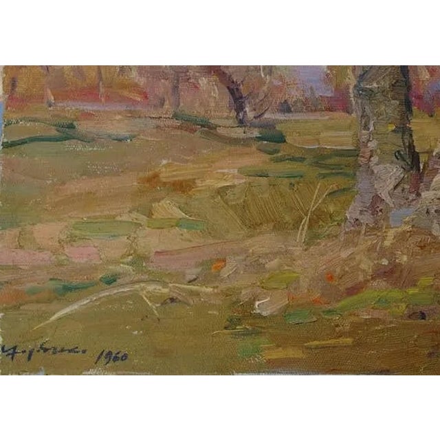 1960s Impressionist Treelandscape Painting, Antique Soviet Art, 1960s 33-47 For Sale - Image 5 of 6
