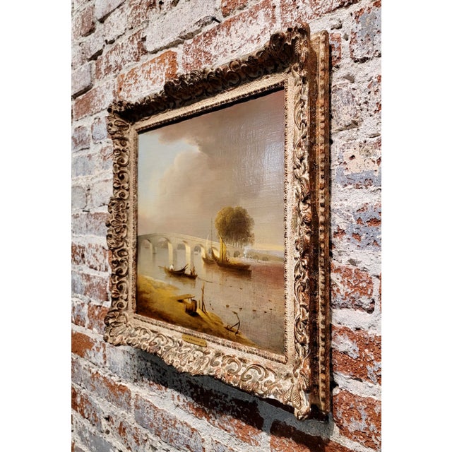 William Marlow -A Bridge Near London -18th Century Oil Painting For Sale - Image 9 of 12