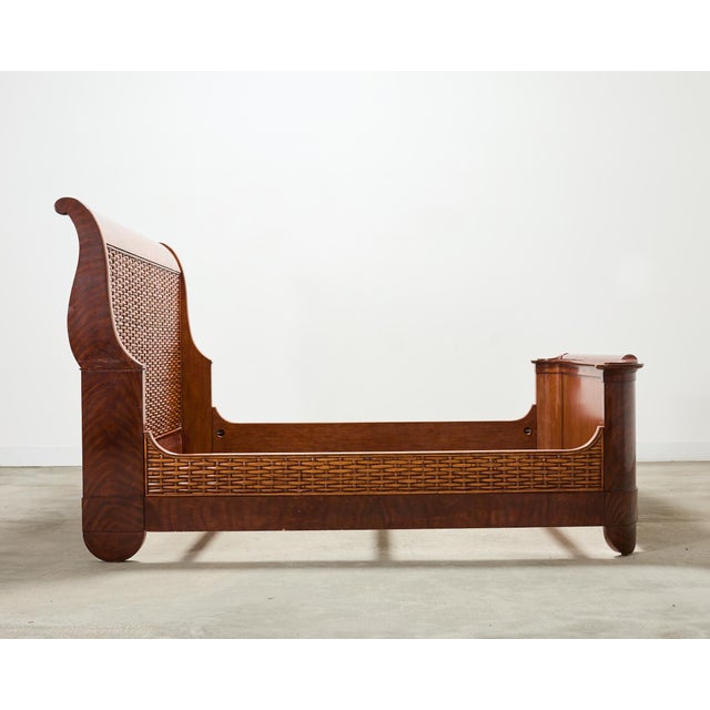 Ralph Lauren Villa America Mahogany Rattan Gondola Sleigh Bed For Sale - Image 9 of 18