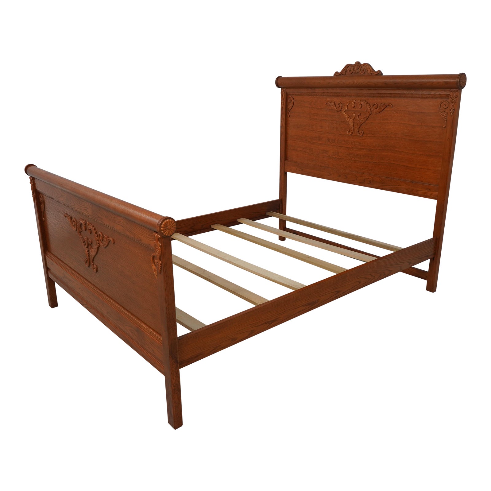 Lexington Victorian Sampler Oak Queen Size Bed Chairish