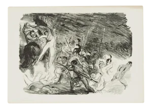 Entwurf zu Kleist's Penthesilea - Original Lithograph by M- Slevogt - 1904/5 1904/5