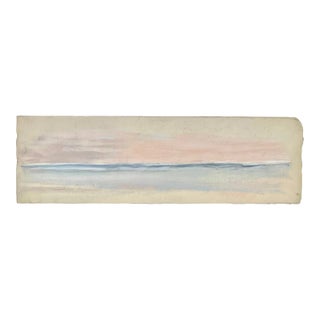 Modern Coastal Original Pastel Unframed Raw Edge Painting, Pink, Blue and Yellow For Sale