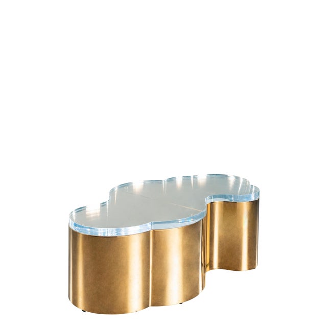 Contemporary The New Set of 2 Luca Coffee Tables in Gold With Acrylic Top For Sale - Image 3 of 10