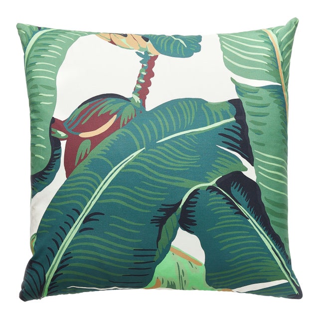 Scalamandre 22" x 22" Hinson Palm Pillow in Green For Sale