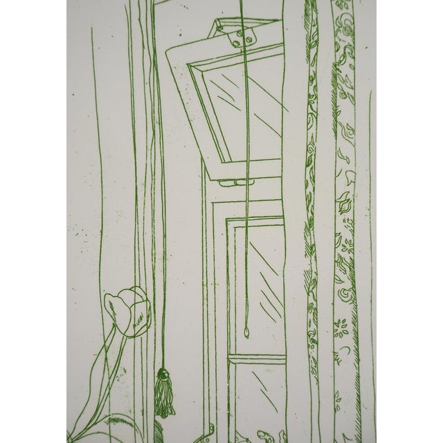 Gudrun Van Leitner, Bouquet of Tulips at the Window, Original Etching For Sale - Image 6 of 9