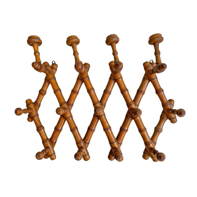 1920s French Faux Bamboo Harmonica Wall Mounted Coat Rack, 1920s For Sale - Image 5 of 11
