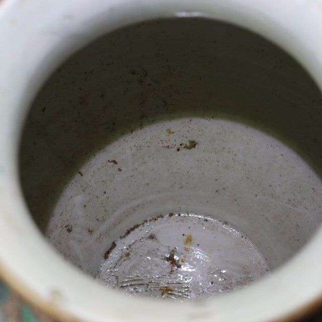 Antique Japanese Meiji Aesthetic Figural & Floral Pottery Vase With Heron C1900 For Sale - Image 11 of 11