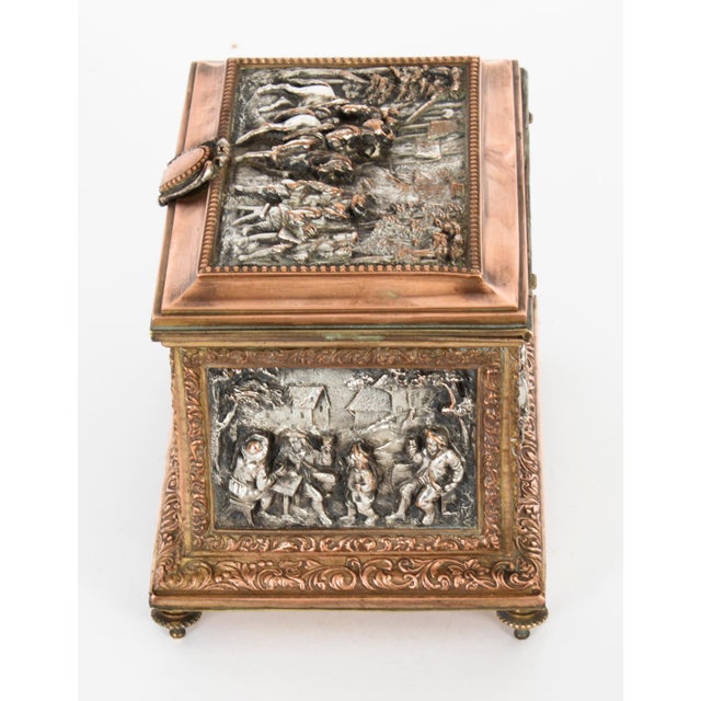 Antique French Silvered and Gilted Copper Jewellery Casket Box from AB Paris For Sale - Image 12 of 18
