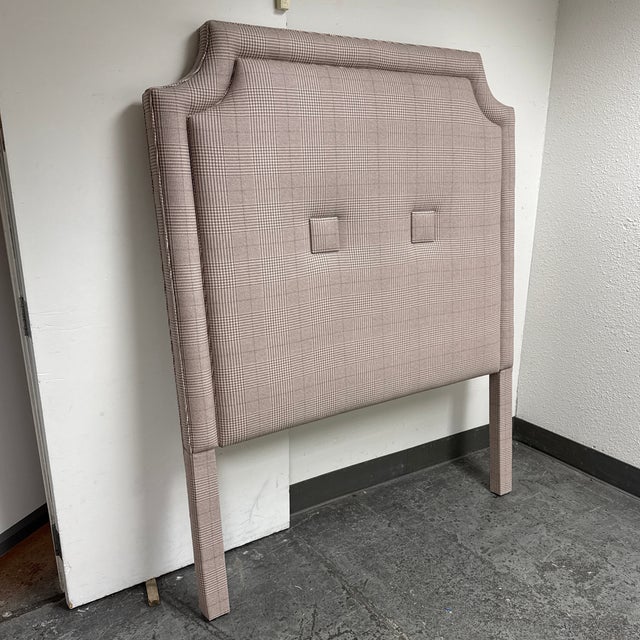 Design Plus Gallery presents a Queen Size Glen Plaid Upholstered Headboard. The headboard is upholstered in a classic Glen...