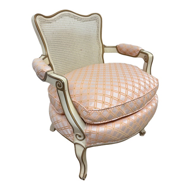 French Provincial Accent Bergere Chair, Vintage For Sale