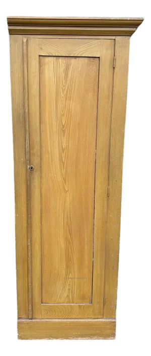 A Very Fine and Rare Lancaster County, Pa Mustard Yellow Grain Painted 1 Door Chimney Cupboard, Circa 1880's