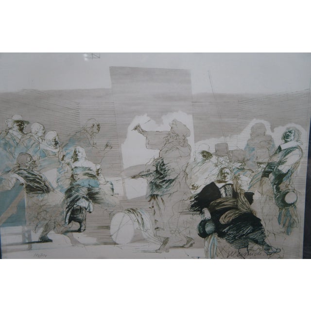 Late 20th Century Vintage Renaissance Sketch Lithograph of Scholars Philosophers in an Acrylic Frame For Sale - Image 5 of 13