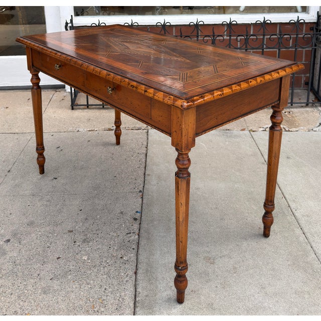 18c Style Francesco Molon for Giemme Fruitwood Inlaid Writing Table Desk For Sale In Los Angeles - Image 6 of 8