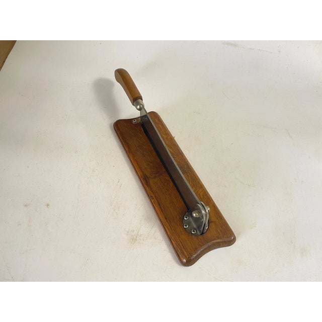 Brown French Wood and Steel Bread Knife on Wood Plate, 20th Century For Sale - Image 8 of 12