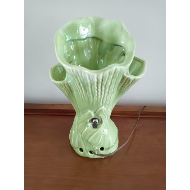 1950's Mid Century Vase Style Green Ceramic Tv Lamp For Sale - Image 4 of 5