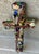 Folk Art Late 20th-Century Mosaic-Style Faux "Jeweled" Stone, Glass & Wood Cross Wall Hanging For Sale - Image 3 of 16